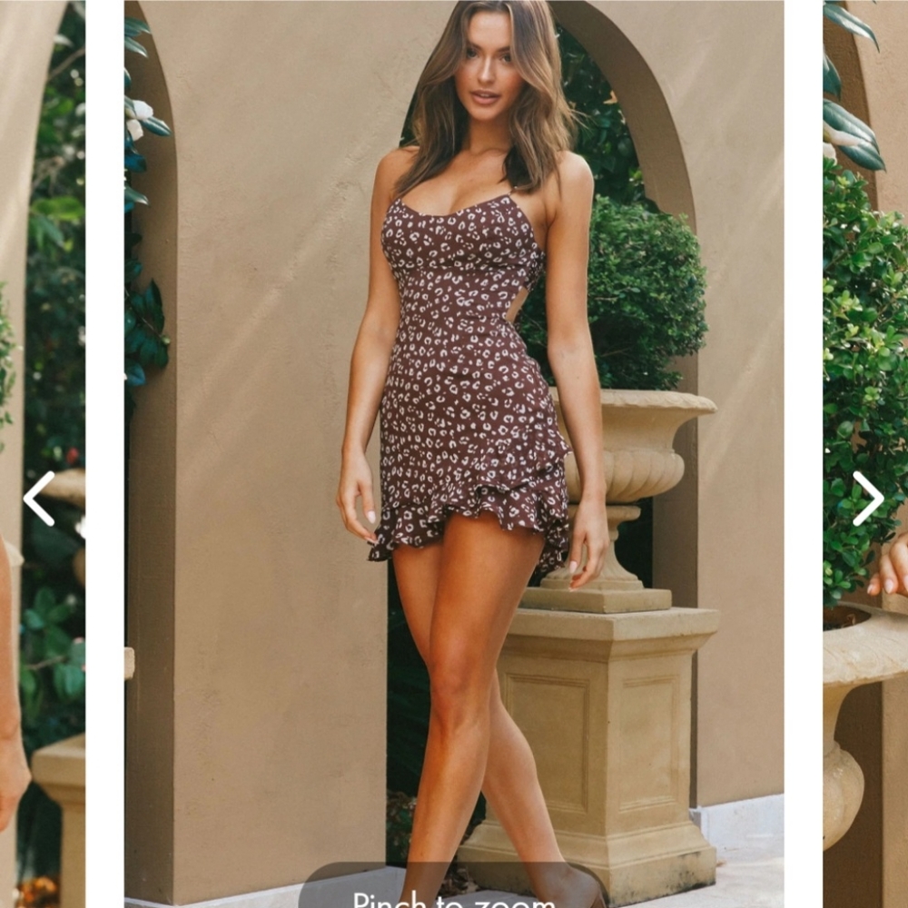 Selfie Leslie Stolen Glances Tie Back Ruffle Hem Mini Dress Animal Print